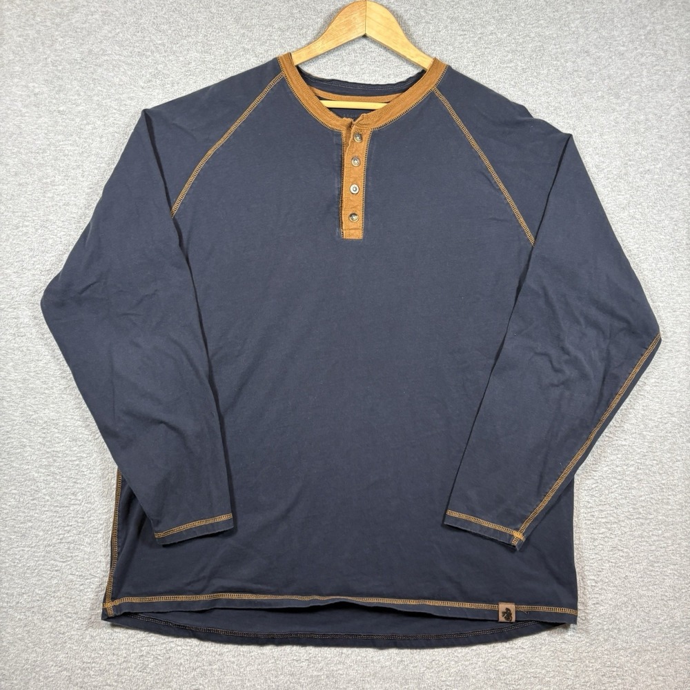 Legendary Whitetails Henley Shirt Mens XL Navy Blue Raglan Long Sleeve Hunting